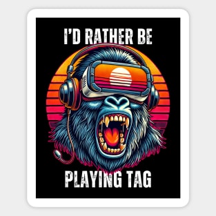 Funny Gorilla VR Playing Tag Boys Adult Gorilla VR Gamer Magnet